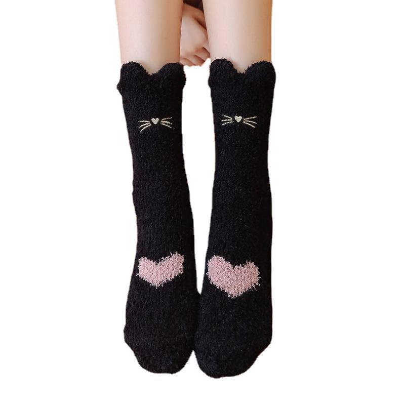 Winter Fuzzy Cartoon Animal Slipper Socks Warm and Thick Mid Tube Warm Socks